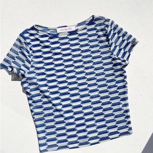 Lisa Says Gah Alex Mesh Tee - Vintage Rug Royal Blue